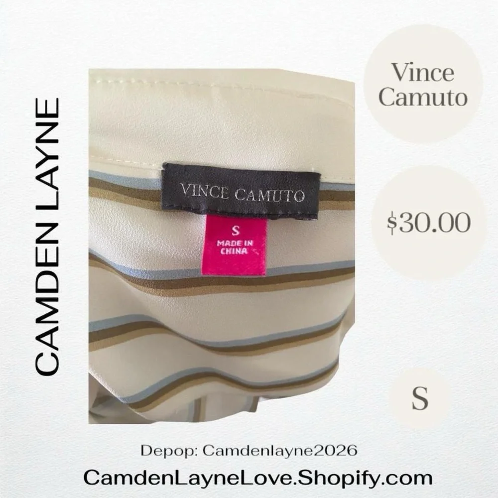 Vince Camuto White Striped Button-Down Shirt - Picture 7 of 8
